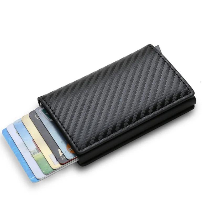 미니 RFID 지갑, 탄성 백 파우치 포함, 슬림 알루미늄 지갑, ID 신용 카드 홀더, 자동 팝업 은행 카드 케이스
